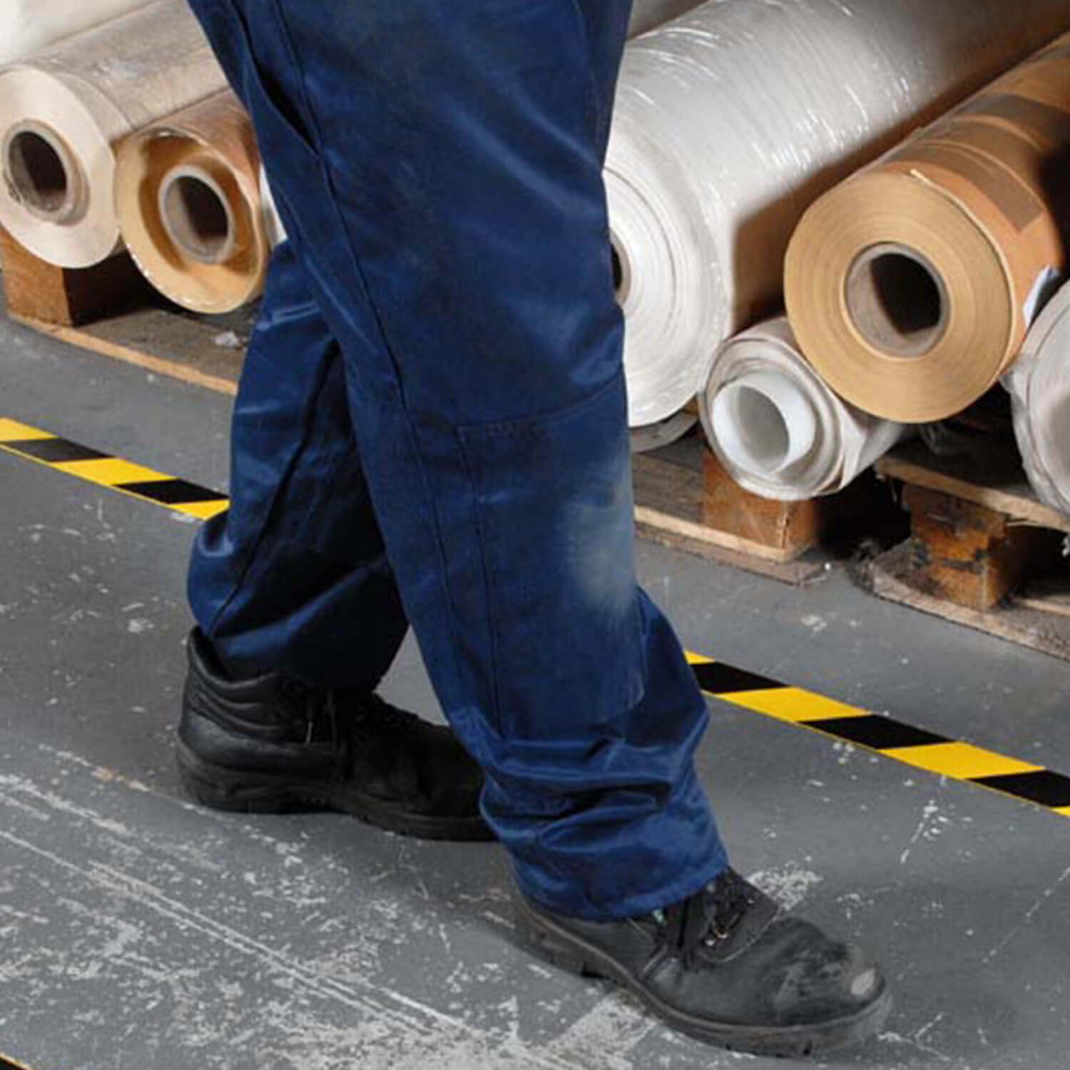 H6901 Black Yellow PermaStripe Hazard Aisle Marking Application 2 Web